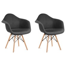 SET 2x Jedilni stol NEREA 80x60,5 cm siva/bukev