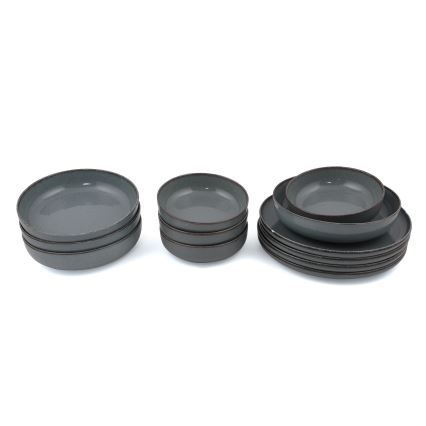 12-delni jedilni komplet, siv/porcelan