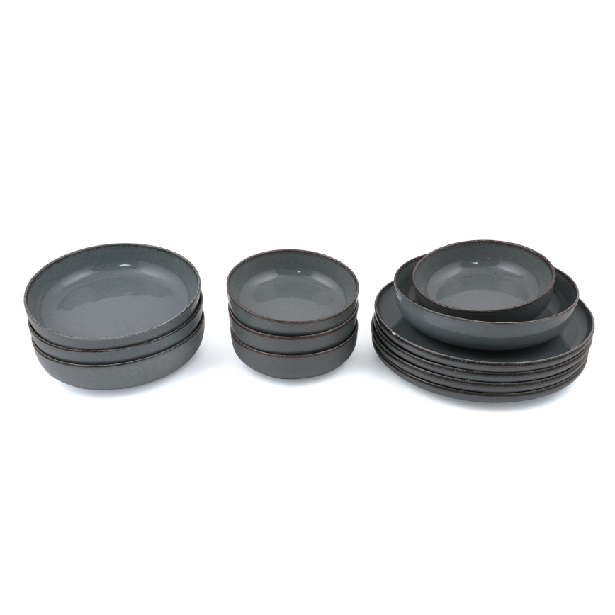 12-delni jedilni komplet, siv/porcelan