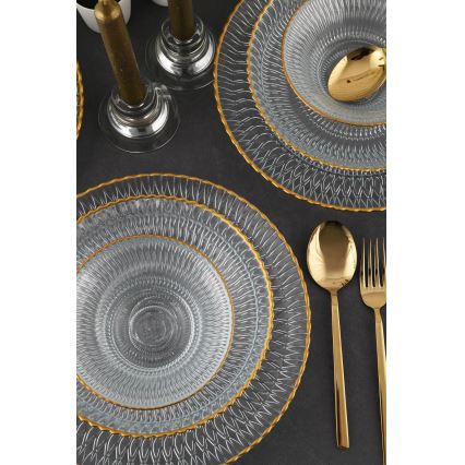 12-delni komplet iz stekla, prosojno/zlato