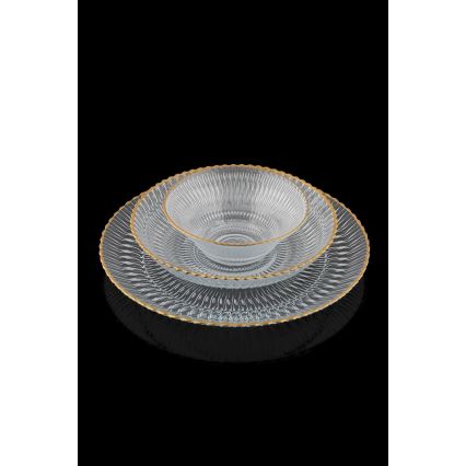 12-delni komplet iz stekla, prosojno/zlato