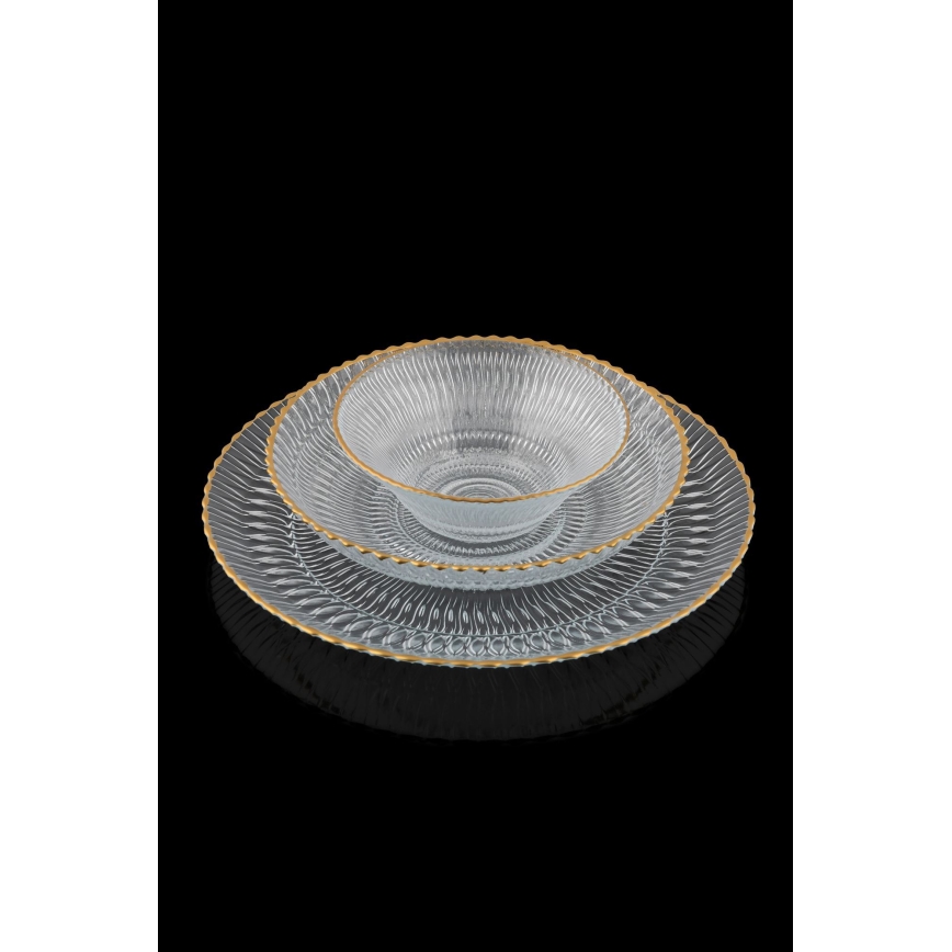 12-delni komplet iz stekla, prosojno/zlato