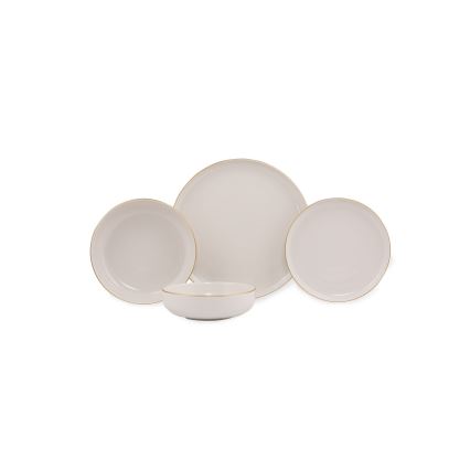 16-delni jedilni set, bela/zlata/porcelan