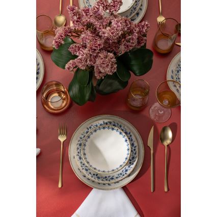 18-delni jedilni komplet, bel/moder, porcelan