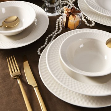 18-delni jedilni komplet, bel/porcelan