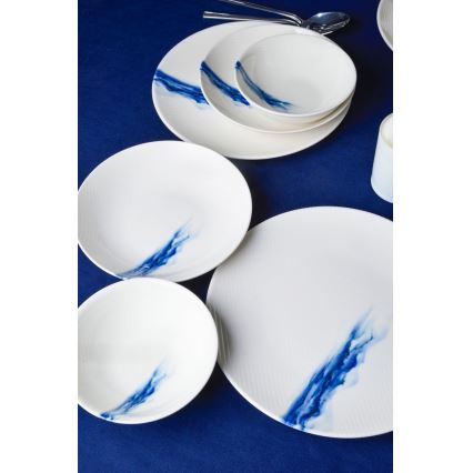 18-delni jedilni servis, bel/moder, porcelan