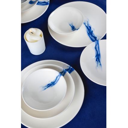 18-delni jedilni servis, bel/moder, porcelan