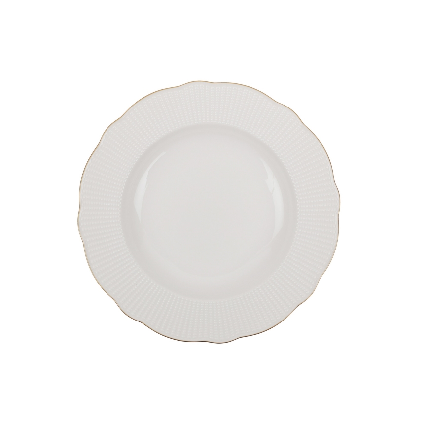 18-delni jedilni servis iz belega porcelana z zlatimi detajli