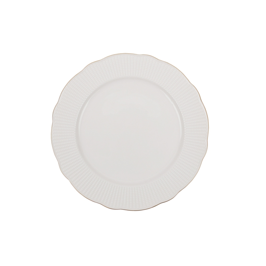 18-delni jedilni servis iz belega porcelana z zlatimi detajli