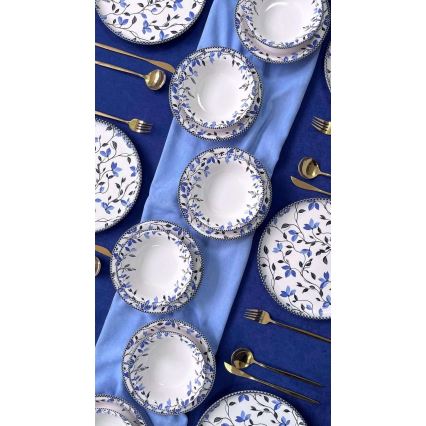 18-delni jedilni servis, modro-bela keramika