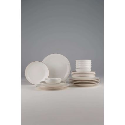 18-delni jedilni set, bel/meden, porcelan