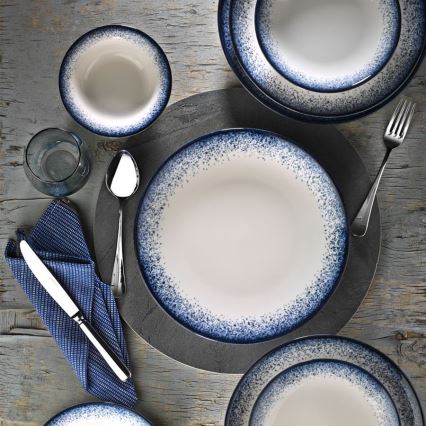 18-delni jedilni set, bel/moder, iz porcelana