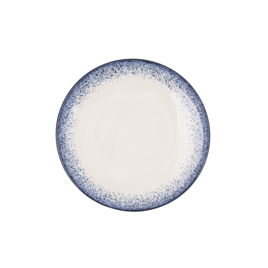 18-delni jedilni set, bel/moder, iz porcelana