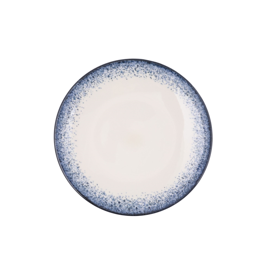 18-delni jedilni set, bel/moder, iz porcelana