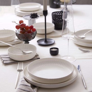18-delni jedilni set bel/srebrn/porcelan