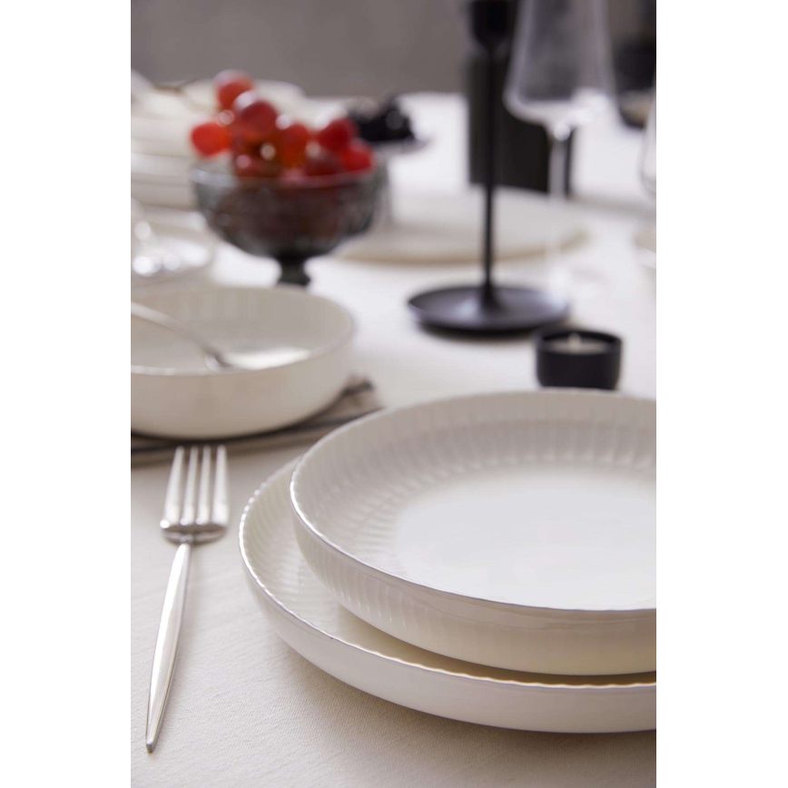 18-delni jedilni set bel/srebrn/porcelan