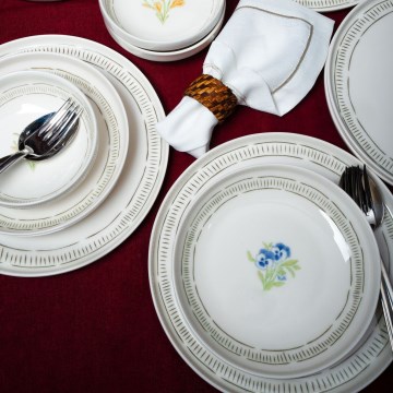 18-delni jedilni set, bel/večbarven, iz porcelana