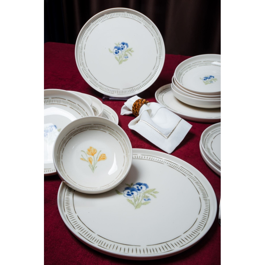 18-delni jedilni set, bel/večbarven, iz porcelana