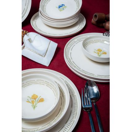 18-delni jedilni set, bel/večbarven, iz porcelana
