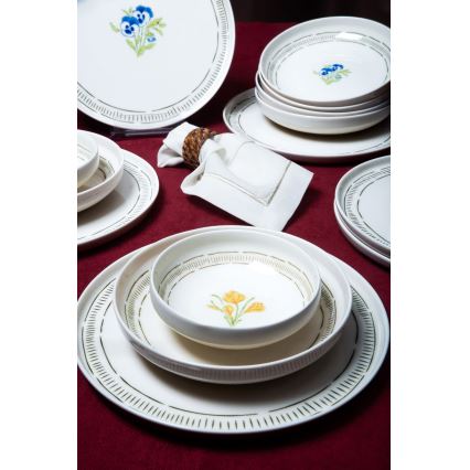 18-delni jedilni set, bel/večbarven, iz porcelana