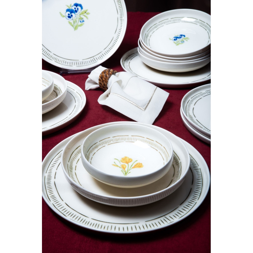 18-delni jedilni set, bel/večbarven, iz porcelana