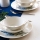 18-delni jedilni set, bela/modra/zelena, porcelan