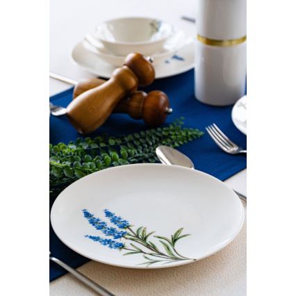 18-delni jedilni set, bela/modra/zelena, porcelan