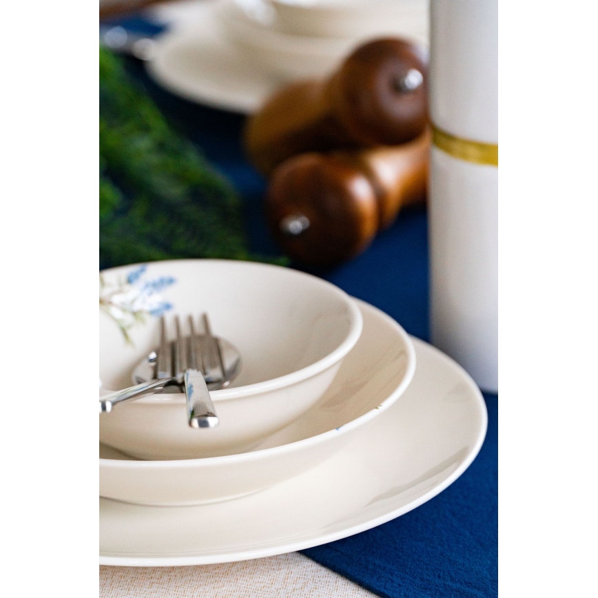 18-delni jedilni set, bela/modra/zelena, porcelan