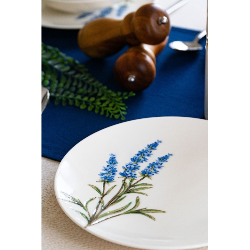 18-delni jedilni set, bela/modra/zelena, porcelan
