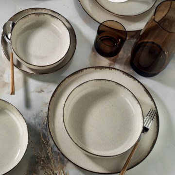 18-delni jedilni set, bež/porcelan