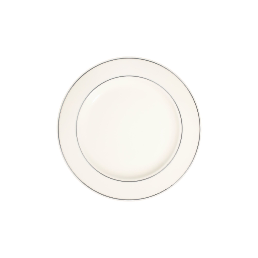 18-delni jedilni set, kremne/srebrne barve, iz porcelana