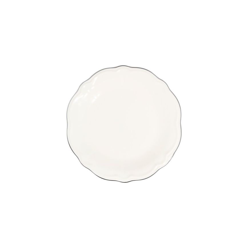 18-delni jedilni set, kremne/srebrne barve, iz porcelana