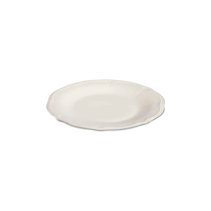 18-delni jedilni set, kremne/srebrne barve, iz porcelana