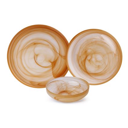 18-delni jedilni set, oranžen/steklo