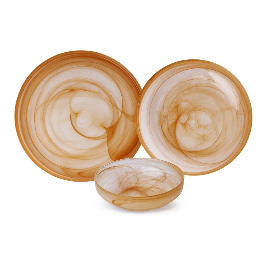 18-delni jedilni set, oranžen/steklo