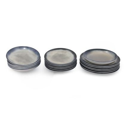 18-delni jedilni set v zeleni ali modri barvi, iz porcelana