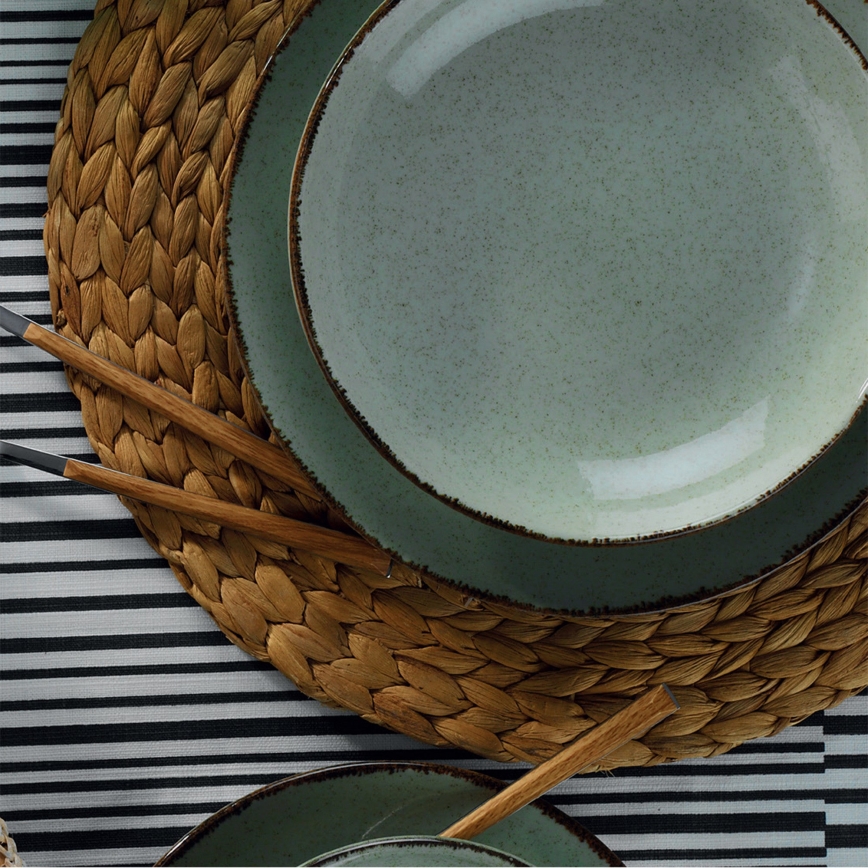 18-delni jedilni set, zelen, iz porcelana