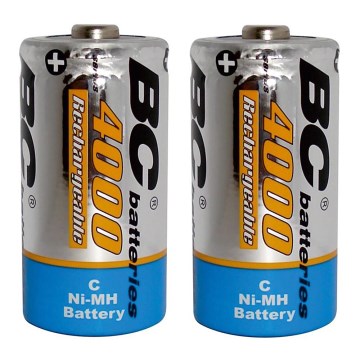 2 kom. Polnilna baterija NiMH C 4000 mAh 1,2V