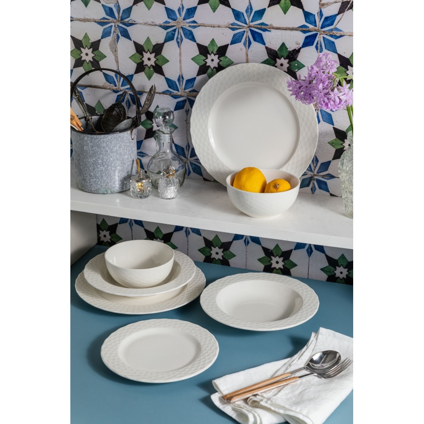24-delni bel jedilni servis iz porcelana