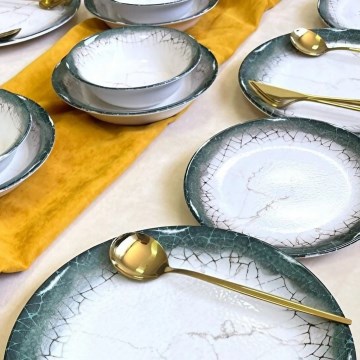 24-delni jedilni komplet, bel/antracit, keramika