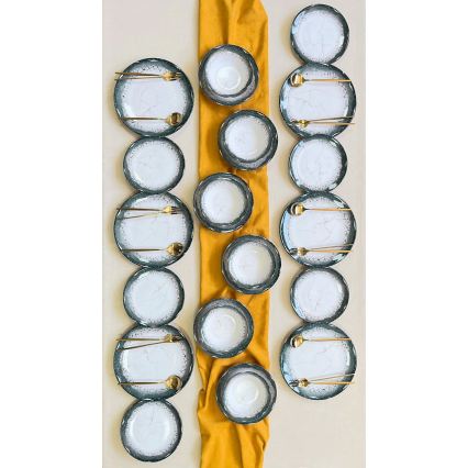 24-delni jedilni komplet, bel/antracit, keramika