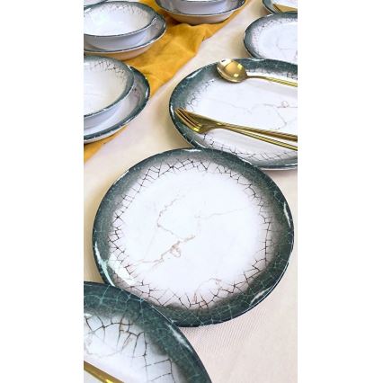 24-delni jedilni komplet, bel/antracit, keramika