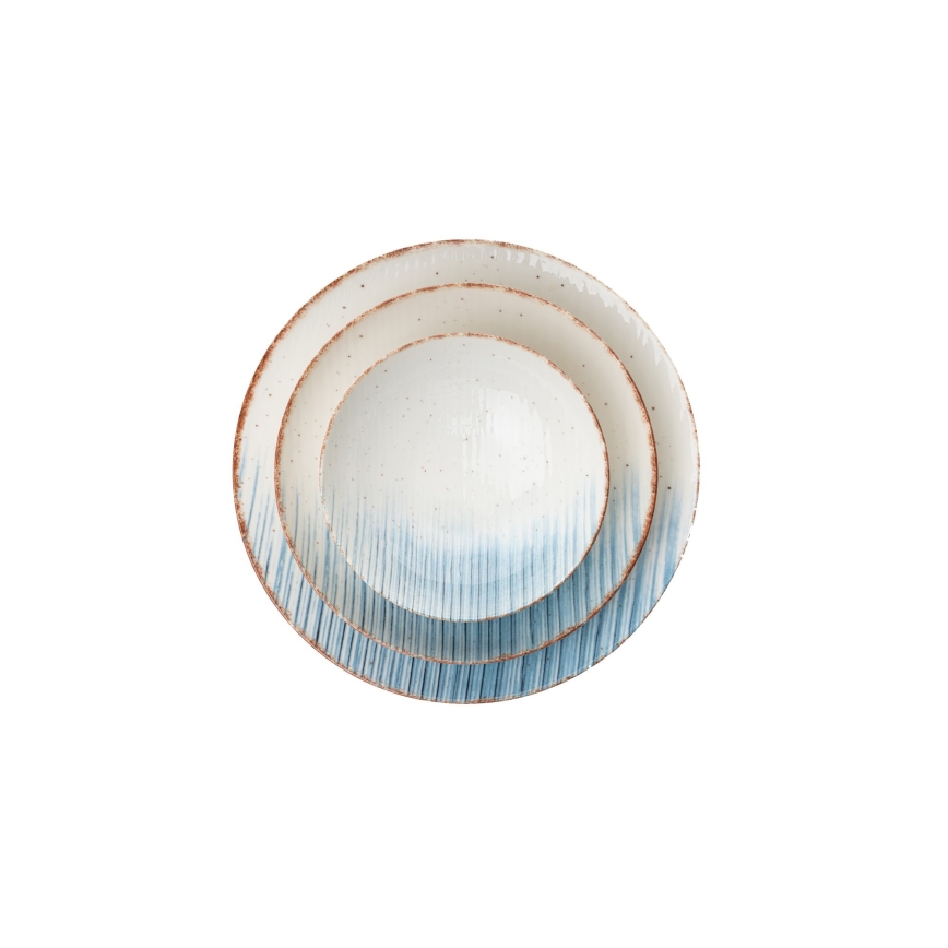 24-delni jedilni komplet, bel/moder, iz porcelana