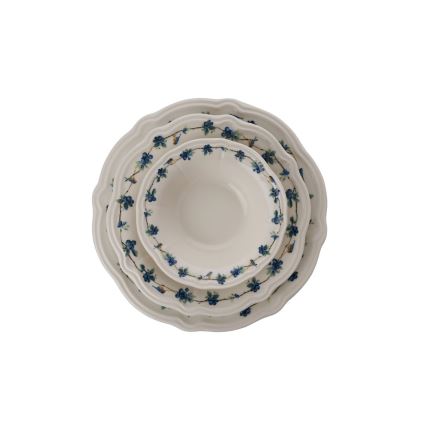 24-delni jedilni komplet bel/moder/porcelan