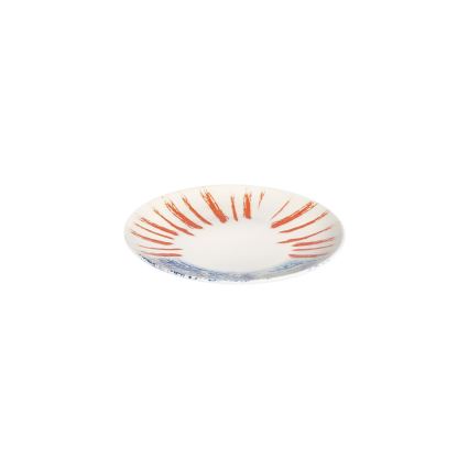24-delni jedilni komplet, bel/rdeč/moder, porcelan