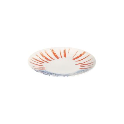 24-delni jedilni komplet, bel/rdeč/moder, porcelan