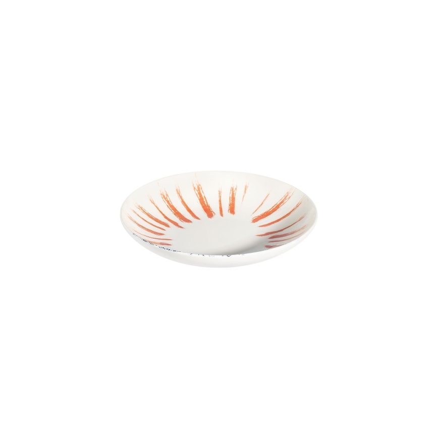 24-delni jedilni komplet, bel/rdeč/moder, porcelan