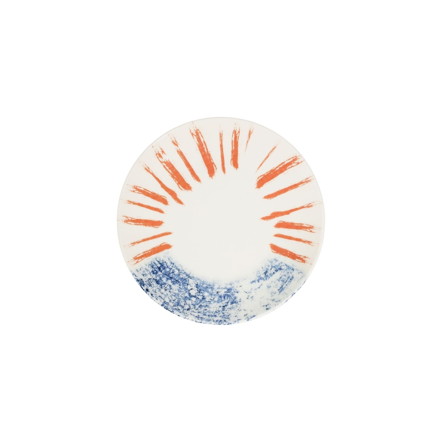 24-delni jedilni komplet, bel/rdeč/moder, porcelan