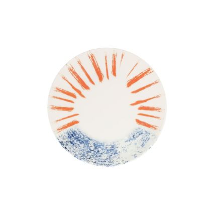 24-delni jedilni komplet, bel/rdeč/moder, porcelan