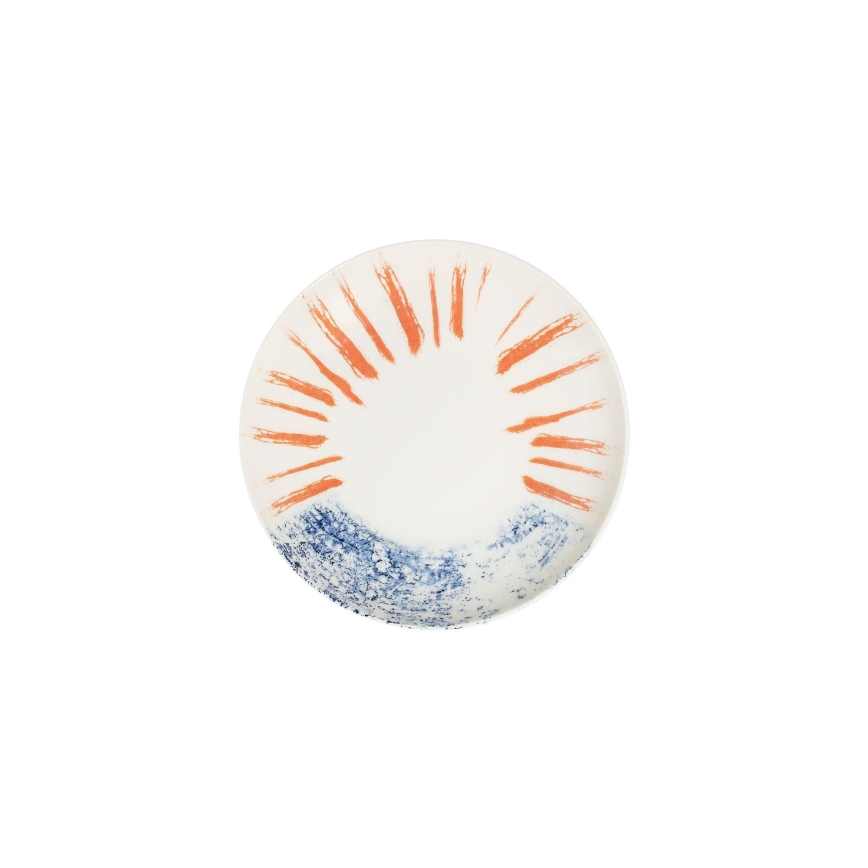 24-delni jedilni komplet, bel/rdeč/moder, porcelan